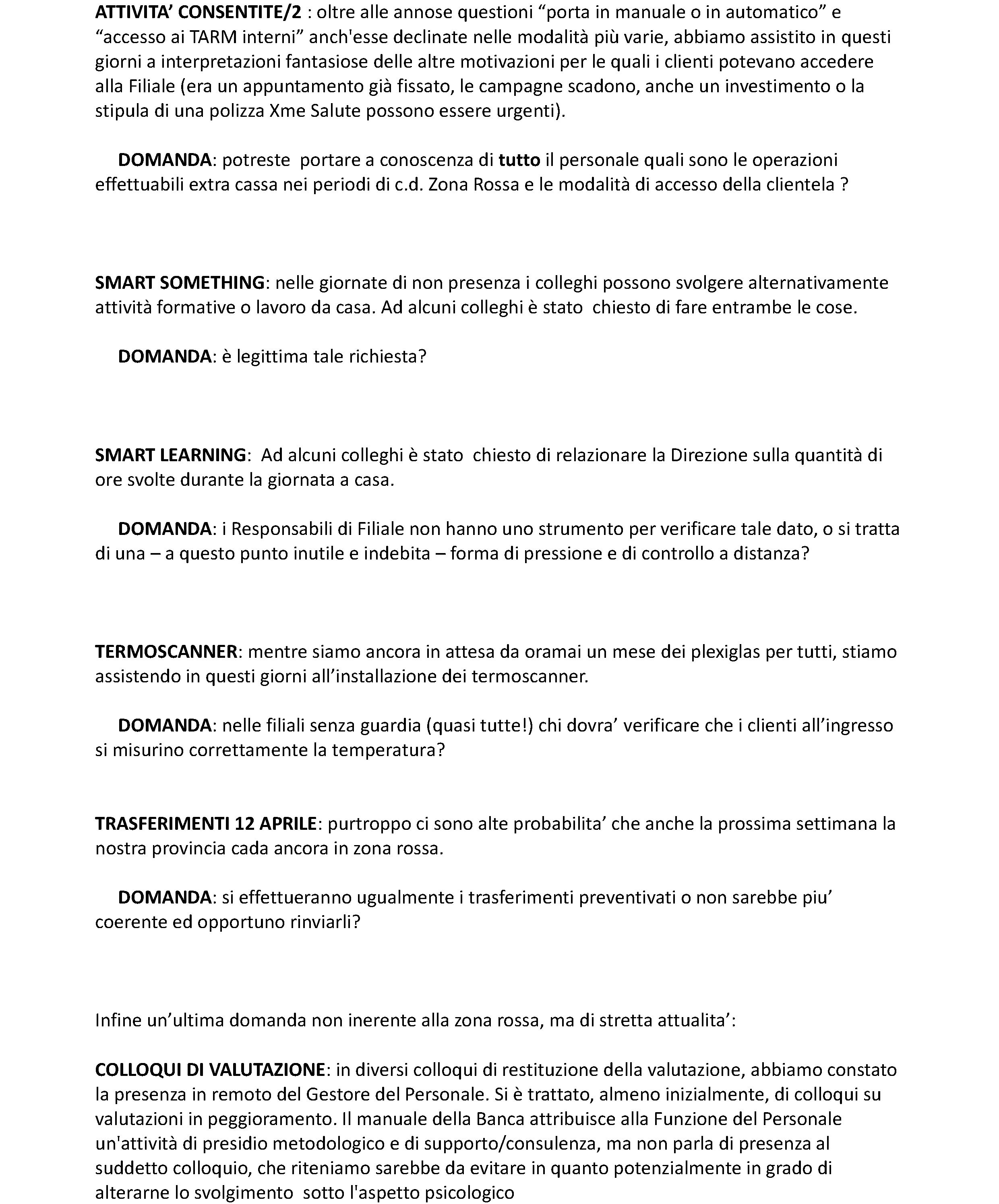 Lettera di diffida alla banca